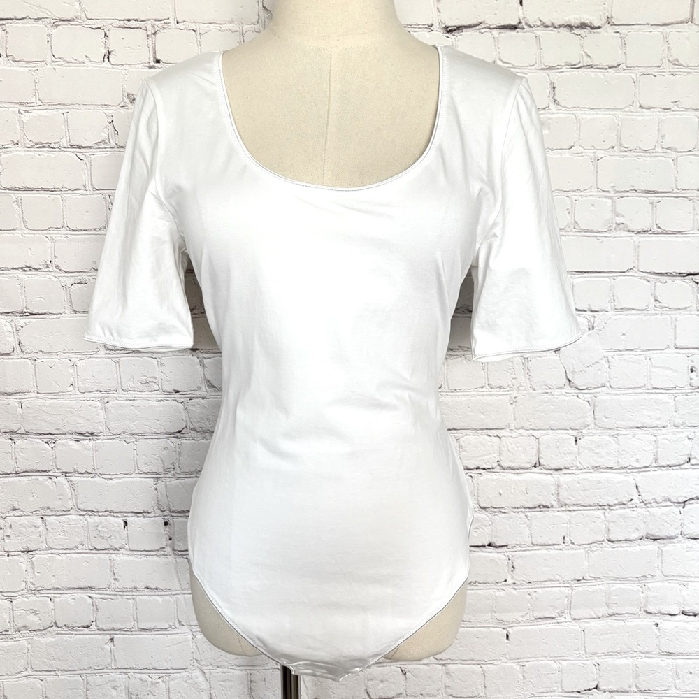 FREE PEOPLE Intimately NEW Short Sleeve White Bodysuit--L